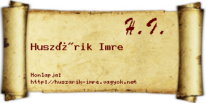 Huszárik Imre névjegykártya
